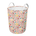 Pastel Cactus And Succulent Print Round Laundry Basket