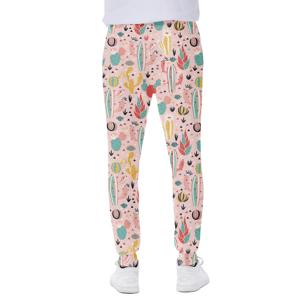 Pastel Cactus And Succulent Print Scuba Joggers