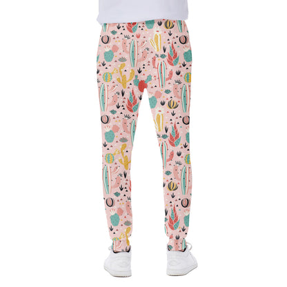 Pastel Cactus And Succulent Print Scuba Joggers