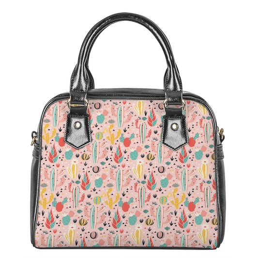 Pastel Cactus And Succulent Print Shoulder Handbag