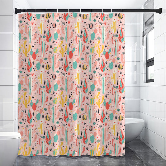 Pastel Cactus And Succulent Print Shower Curtain
