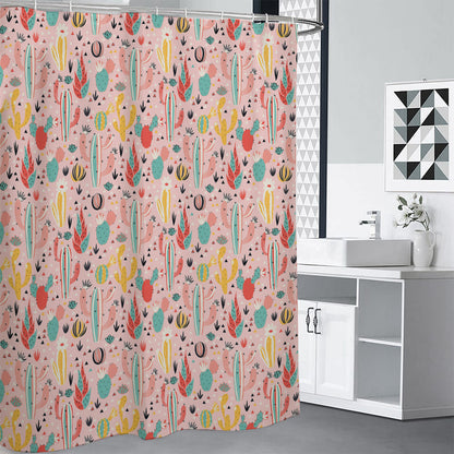 Pastel Cactus And Succulent Print Shower Curtain