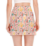 Pastel Cactus And Succulent Print Side Slit Mini Skirt