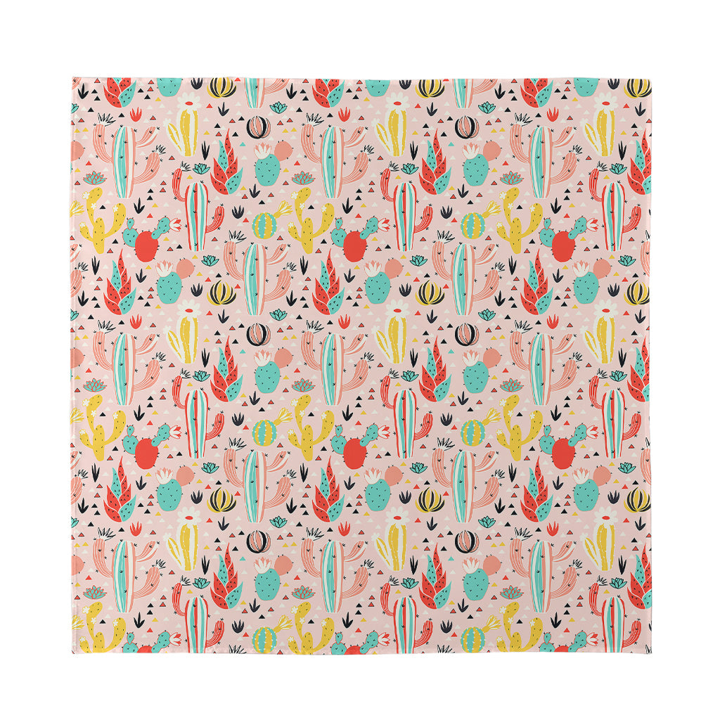 Pastel Cactus And Succulent Print Silk Bandana