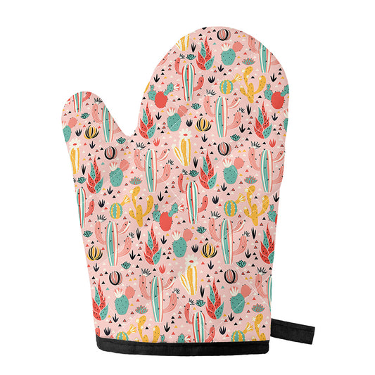 Pastel Cactus And Succulent Print Single Oven Mitt