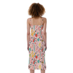Pastel Cactus And Succulent Print Slim Fit Midi Cami Dress