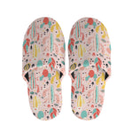 Pastel Cactus And Succulent Print Slippers