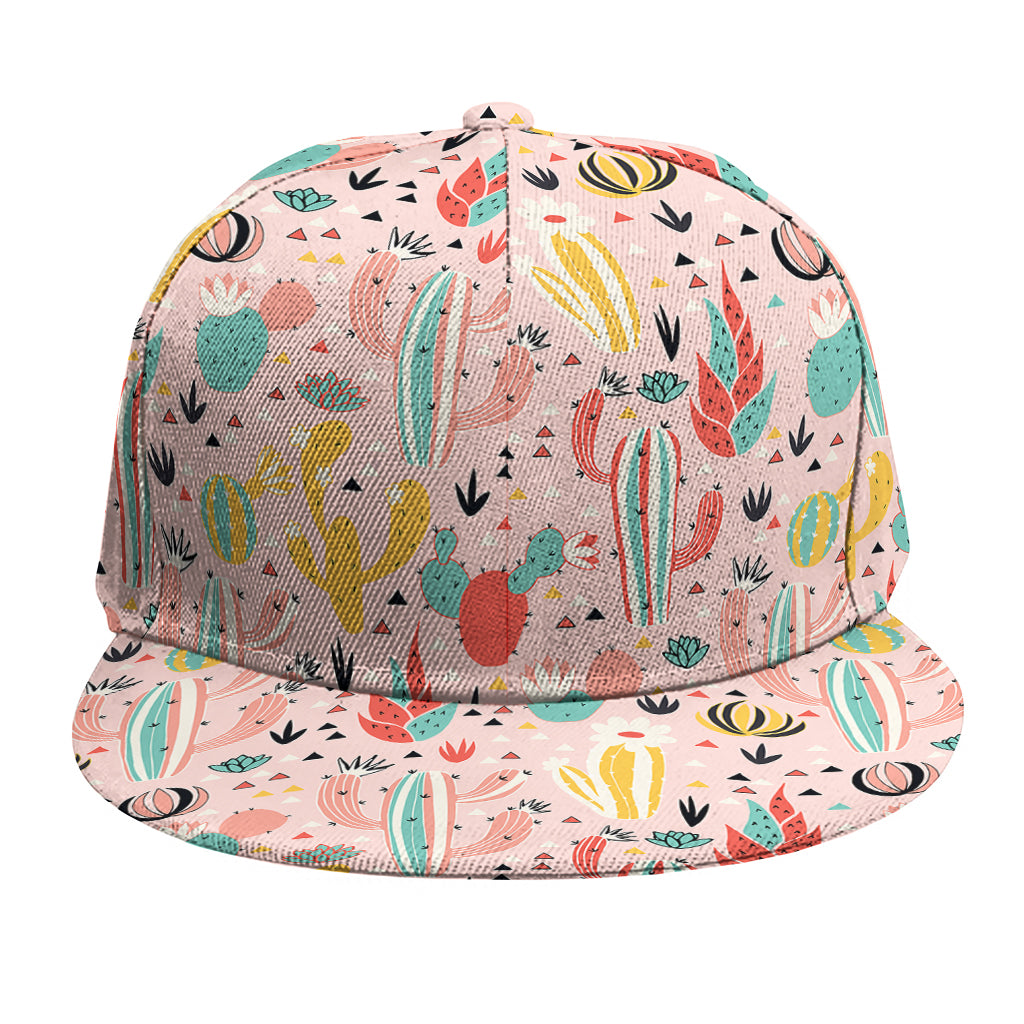 Pastel Cactus And Succulent Print Snapback Cap