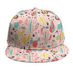 Pastel Cactus And Succulent Print Snapback Cap