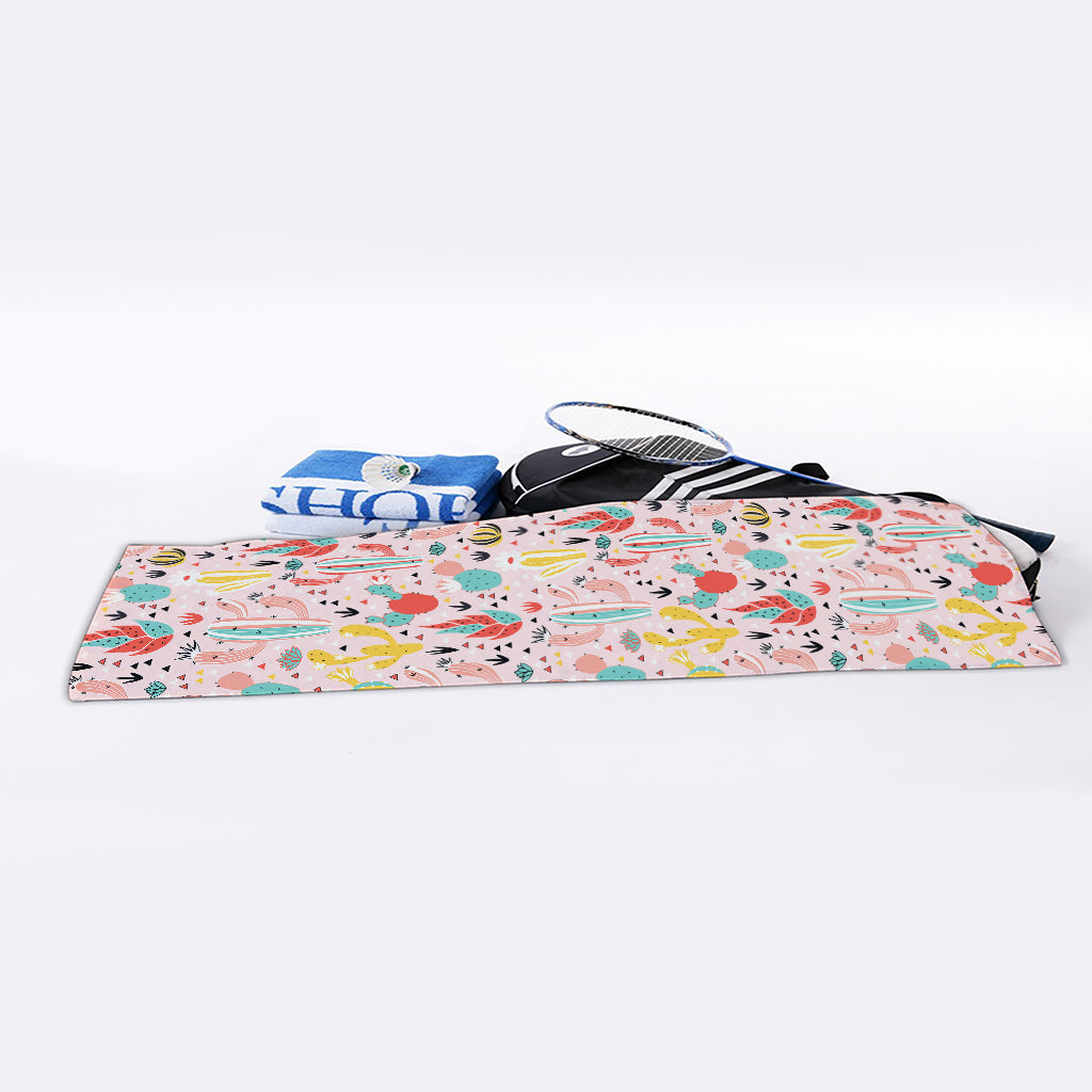 Pastel Cactus And Succulent Print Sports Towel