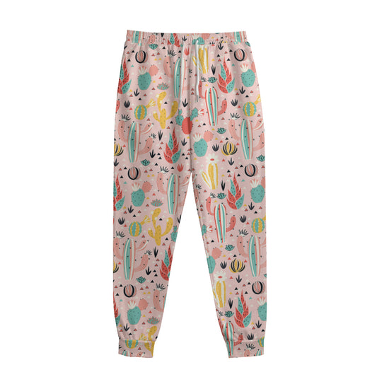 Pastel Cactus And Succulent Print Sweatpants