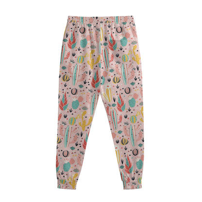 Pastel Cactus And Succulent Print Sweatpants
