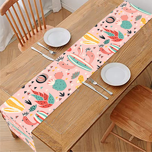 Pastel Cactus And Succulent Print Table Runner