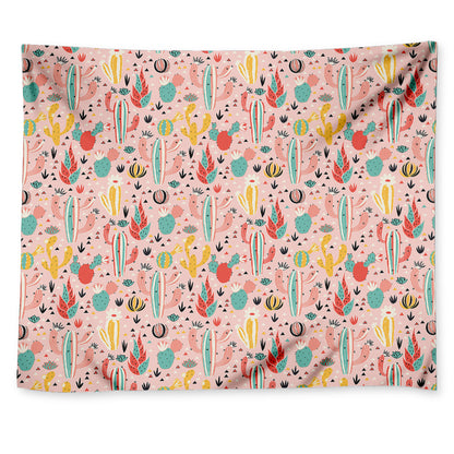 Pastel Cactus And Succulent Print Tapestry