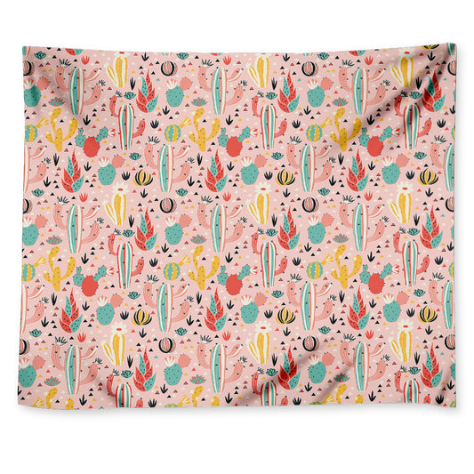 Pastel Cactus And Succulent Print Tapestry