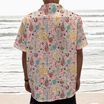 Pastel Cactus And Succulent Print Textured Short Sleeve Shirt