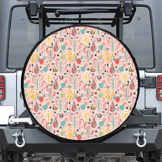 Pastel Cactus And Succulent Print Tire Cover