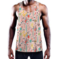 Pastel Cactus And Succulent Print Men's Workout Tank Top