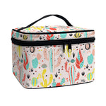 Pastel Cactus And Succulent Print Travel Makeup Bag