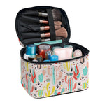 Pastel Cactus And Succulent Print Travel Makeup Bag