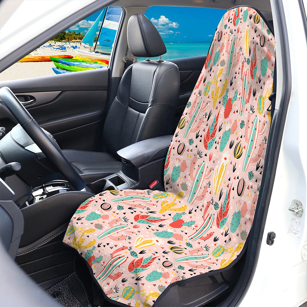 Pastel Cactus And Succulent Print Waterproof Car Seat Cover