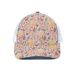 Pastel Cactus And Succulent Print White Mesh Trucker Cap