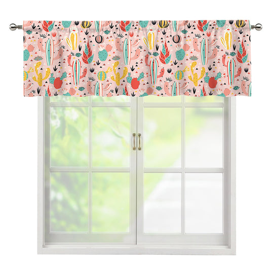 Pastel Cactus And Succulent Print Window Valance