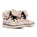 Pastel Cactus And Succulent Print Winter Boots