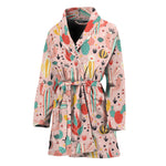 Pastel Cactus And Succulent Print Women's Bathrobe