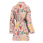 Pastel Cactus And Succulent Print Women's Bathrobe