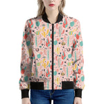 Pastel Cactus And Succulent Print Women's Bomber Jacket