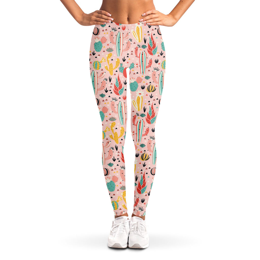 Pastel Cactus And Succulent Print Women's Leggings