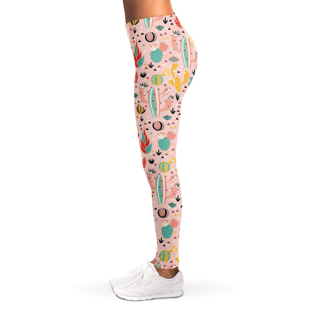 Pastel Cactus And Succulent Print Women's Leggings