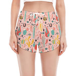 Pastel Cactus And Succulent Print Women's Split Running Shorts