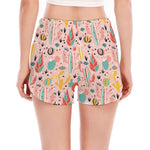 Pastel Cactus And Succulent Print Women's Split Running Shorts