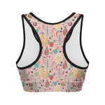 Pastel Cactus And Succulent Print Women's Sports Bra