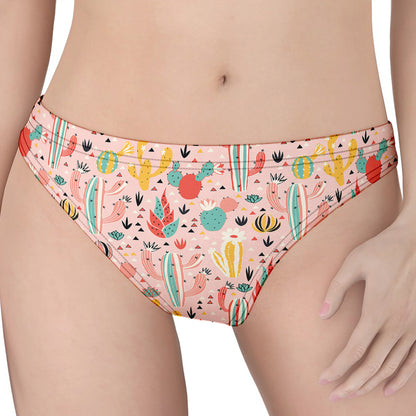 Pastel Cactus And Succulent Print Women's Thong