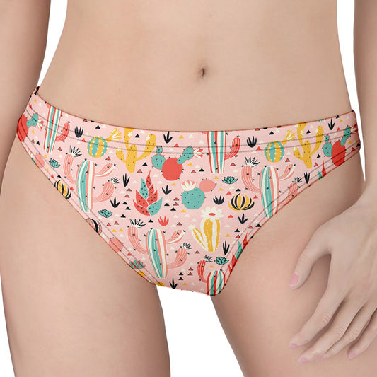 Pastel Cactus And Succulent Print Women's Thong