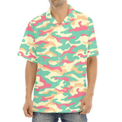Pastel Camouflage Print Aloha Shirt