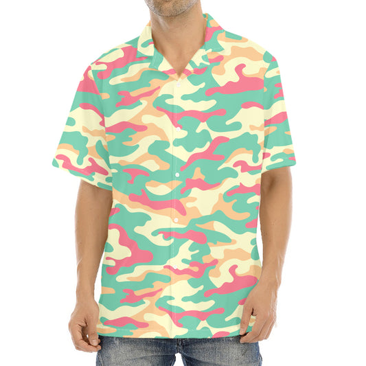 Pastel Camouflage Print Aloha Shirt