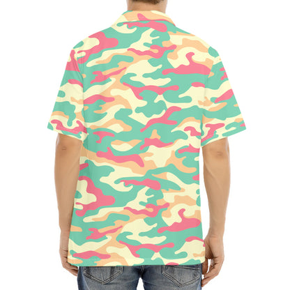 Pastel Camouflage Print Aloha Shirt