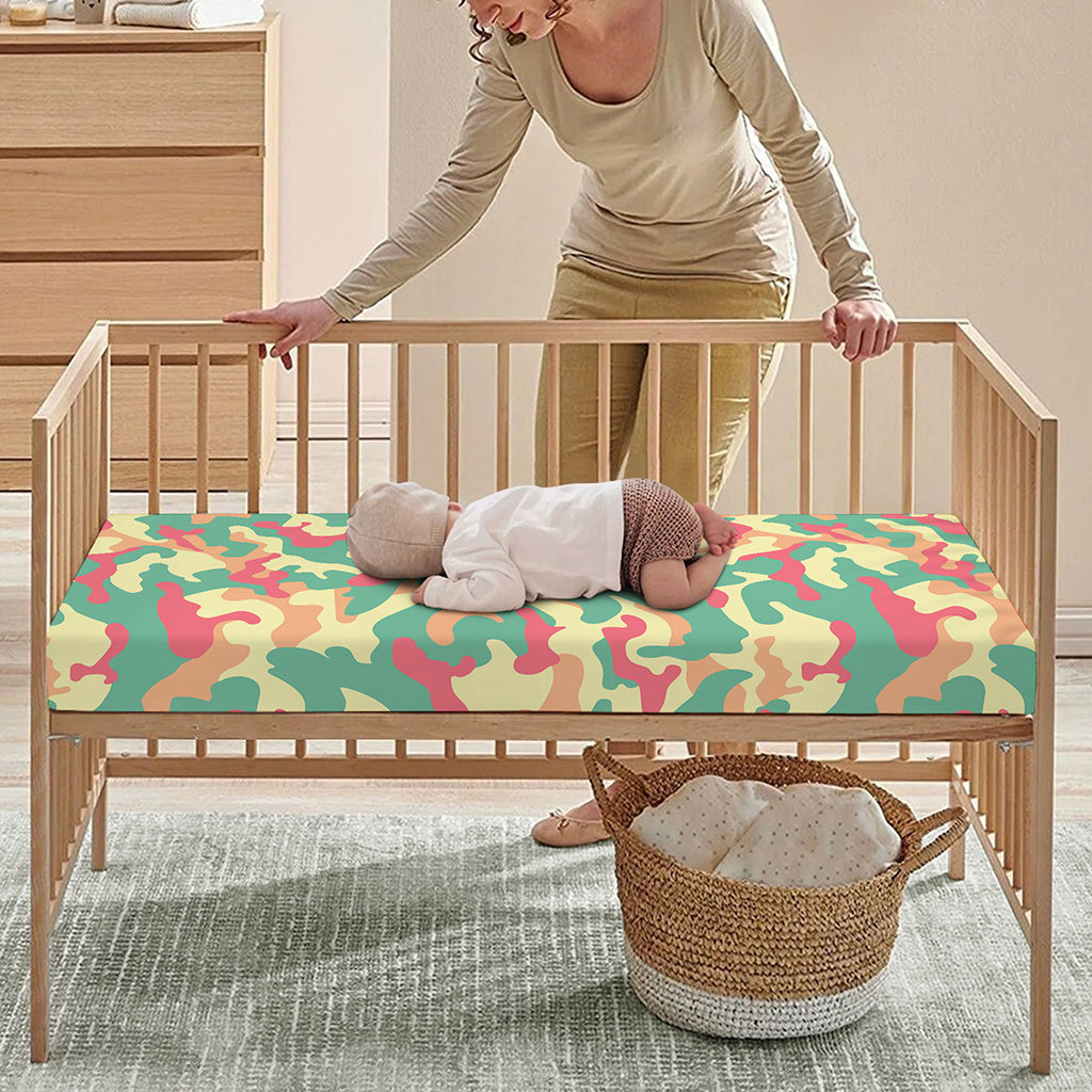 Pastel Camouflage Print Baby Crib Sheet