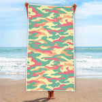 Pastel Camouflage Print Beach Towel