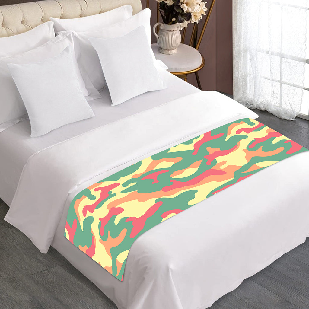 Pastel Camouflage Print Bed Runner
