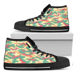 Pastel Camouflage Print Black High Top Sneakers