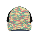 Pastel Camouflage Print Black Mesh Trucker Cap