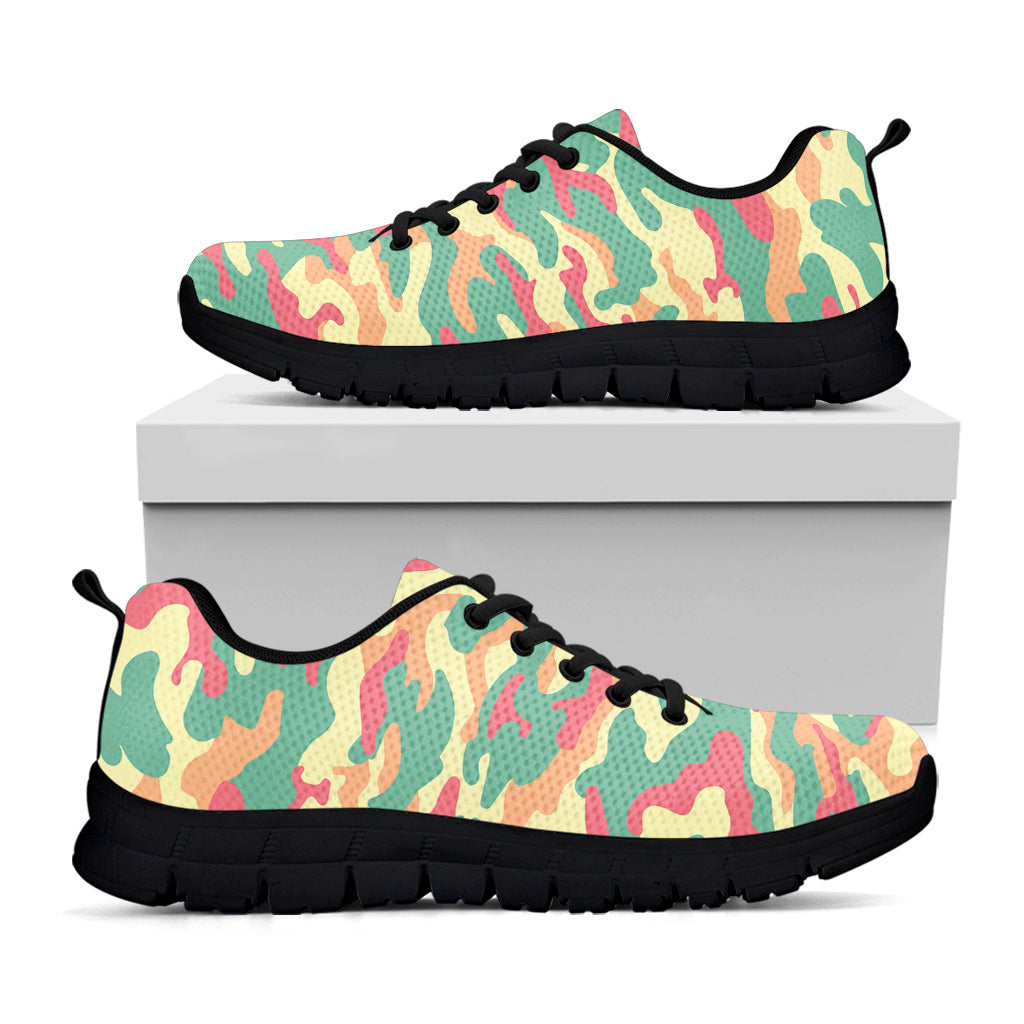 Pastel Camouflage Print Black Running Shoes