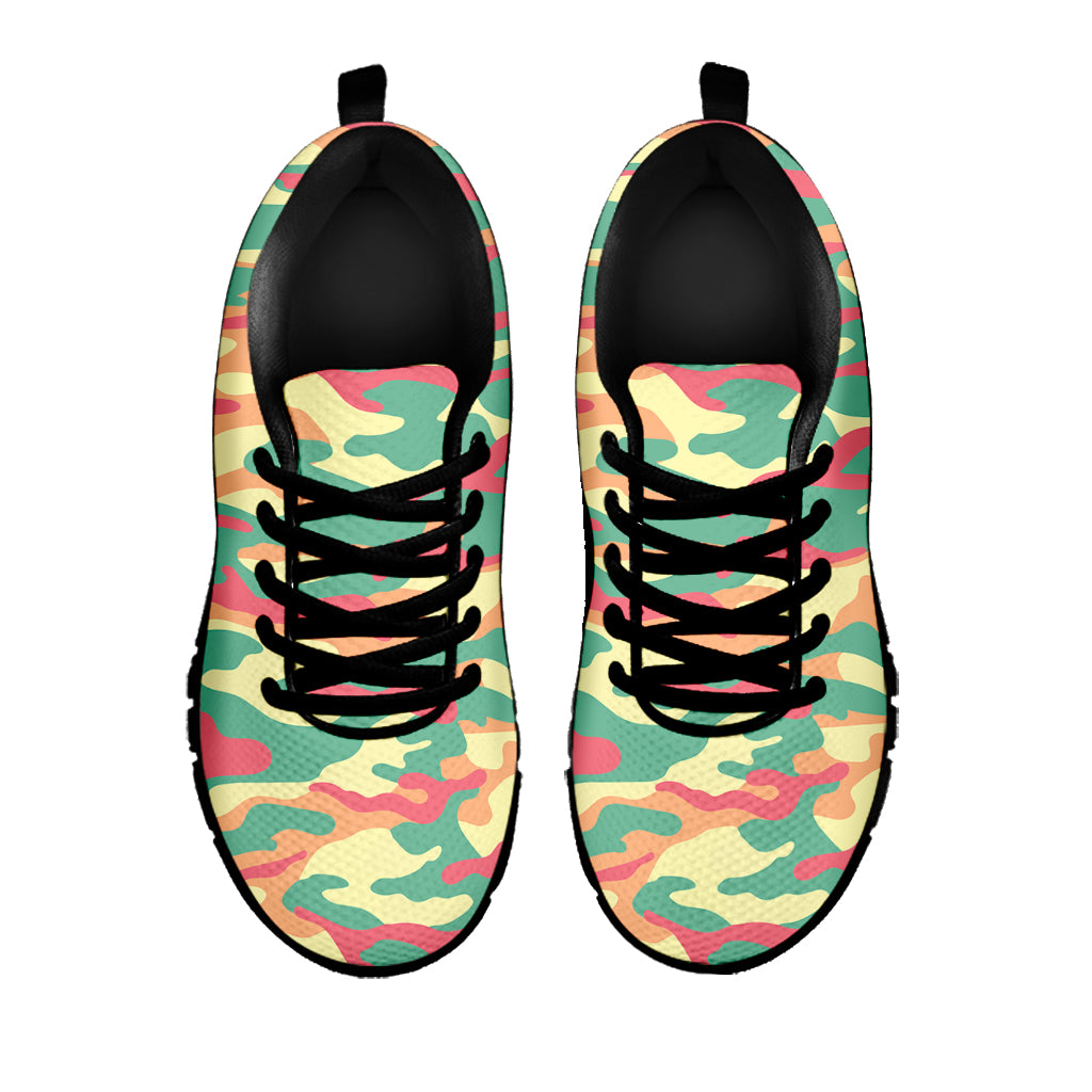 Pastel Camouflage Print Black Running Shoes