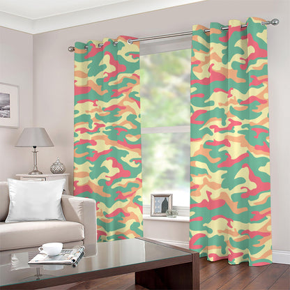 Pastel Camouflage Print Blackout Grommet Curtains