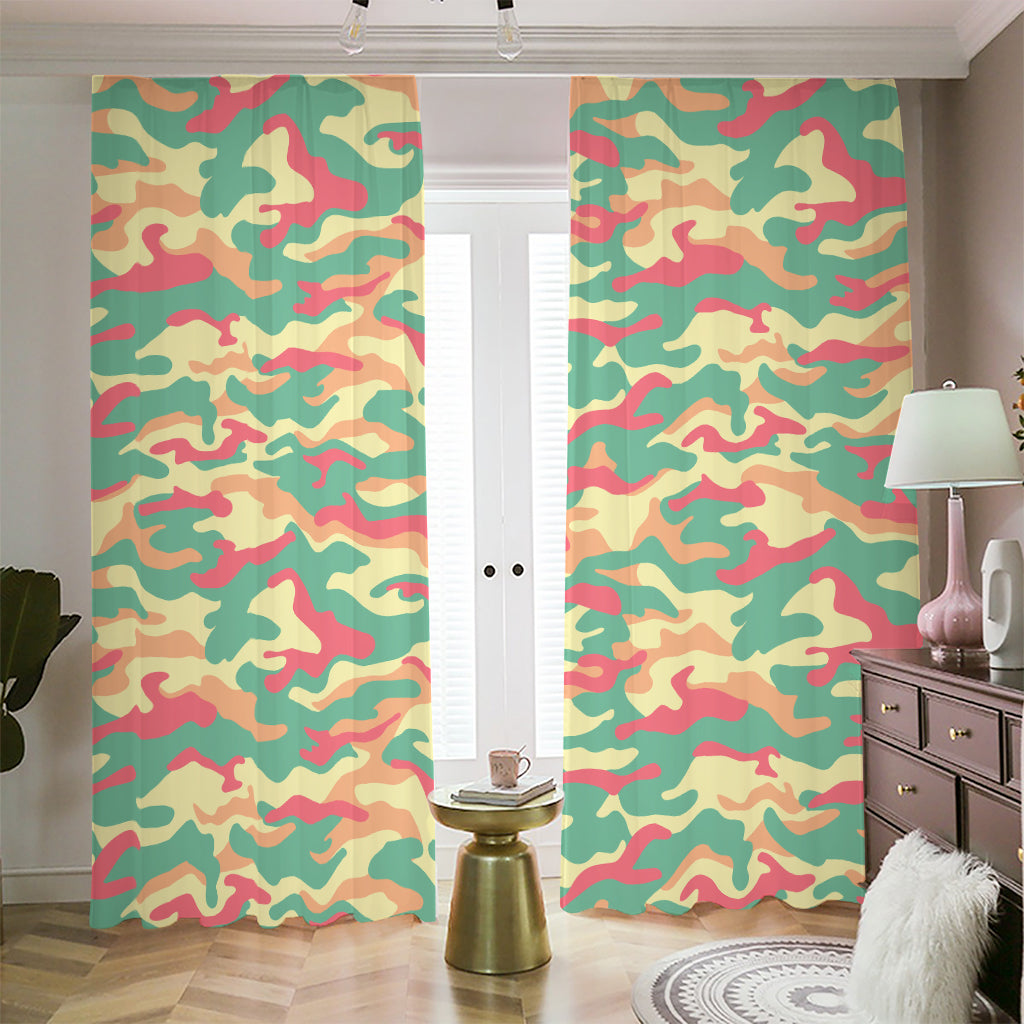 Pastel Camouflage Print Blackout Pencil Pleat Curtains